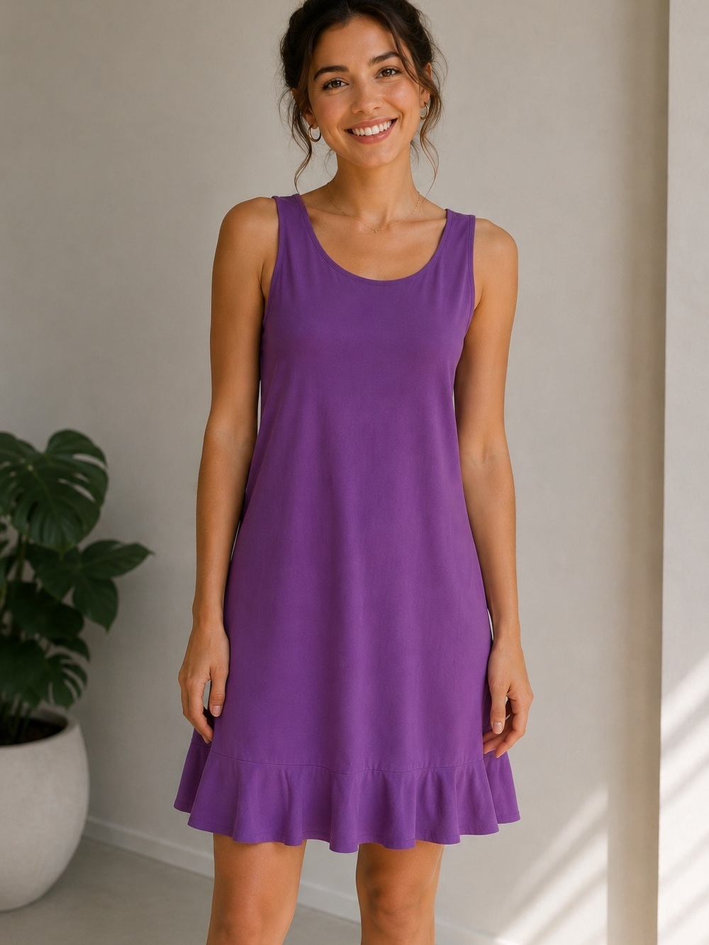 Valerie dresses pure silk raspberry sleeveless shift dress size 12 ruffle hem